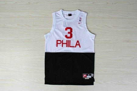 Maillot De Basket Philadelphia 76ers Allen Iverson 3 Engrener Upper and Lower Double Couleur Noir Blanc